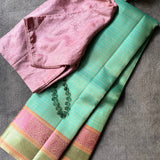 Kimaya teal silk saree