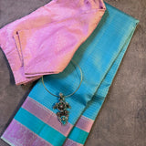 Kimaya turquoise silk saree