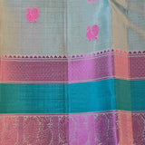 Kimaya turquoise silk saree