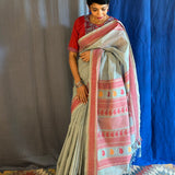 Iniya grey red kanchi cotton saree