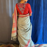 Iniya grey red kanchi cotton saree