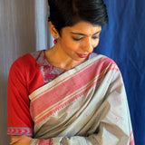 Iniya grey red kanchi cotton saree