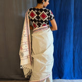 Iniya white checked kanchi cotton saree