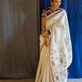 Iniya white checked kanchi cotton saree