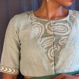 Green cotton kantha blouse