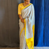 Mila Grey striped kanchi silk saree