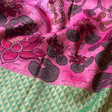 Kalpataru pink silk kalamkari saree