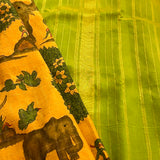 Kalpataru mustard handpainted silk saree