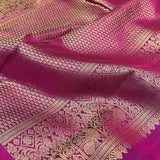 Sumangala yellow aubergine kanchi silk saree