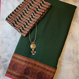 Mishrita dark green chiffon saree