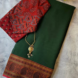 Mishrita dark green chiffon saree