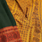 Mishrita dark green chiffon saree