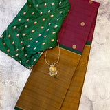 Trayi wine mustard kanchipuram silk saree