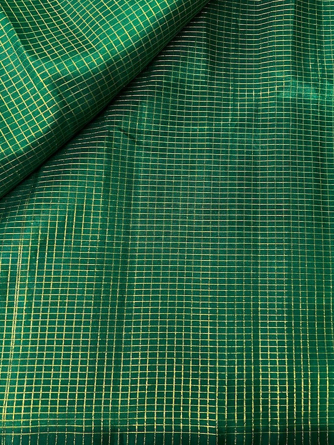 Micro checked kanchipuram silk fabric