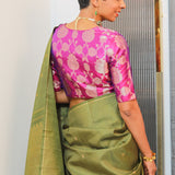 Charita micro checked kanchipuram silk saree