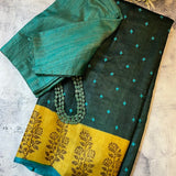 Tushara green kutch tussar saree