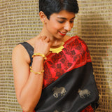 Kalpataru kamadhenu kalamkari silk saree