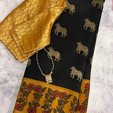 Kalpataru kamadhenu kalamkari silk saree