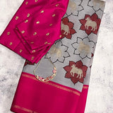 Kalpataru kamadhenu kalamkari silk saree