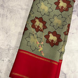 Kalpataru kamadhenu kalamkari silk saree