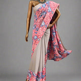 Rising border chiffon kalamkari saree