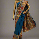 Rising border chiffon kalamkari saree