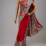 Rising border chiffon kalamkari saree