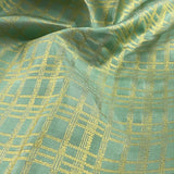 Ornate checked kanchipuram silk fabric