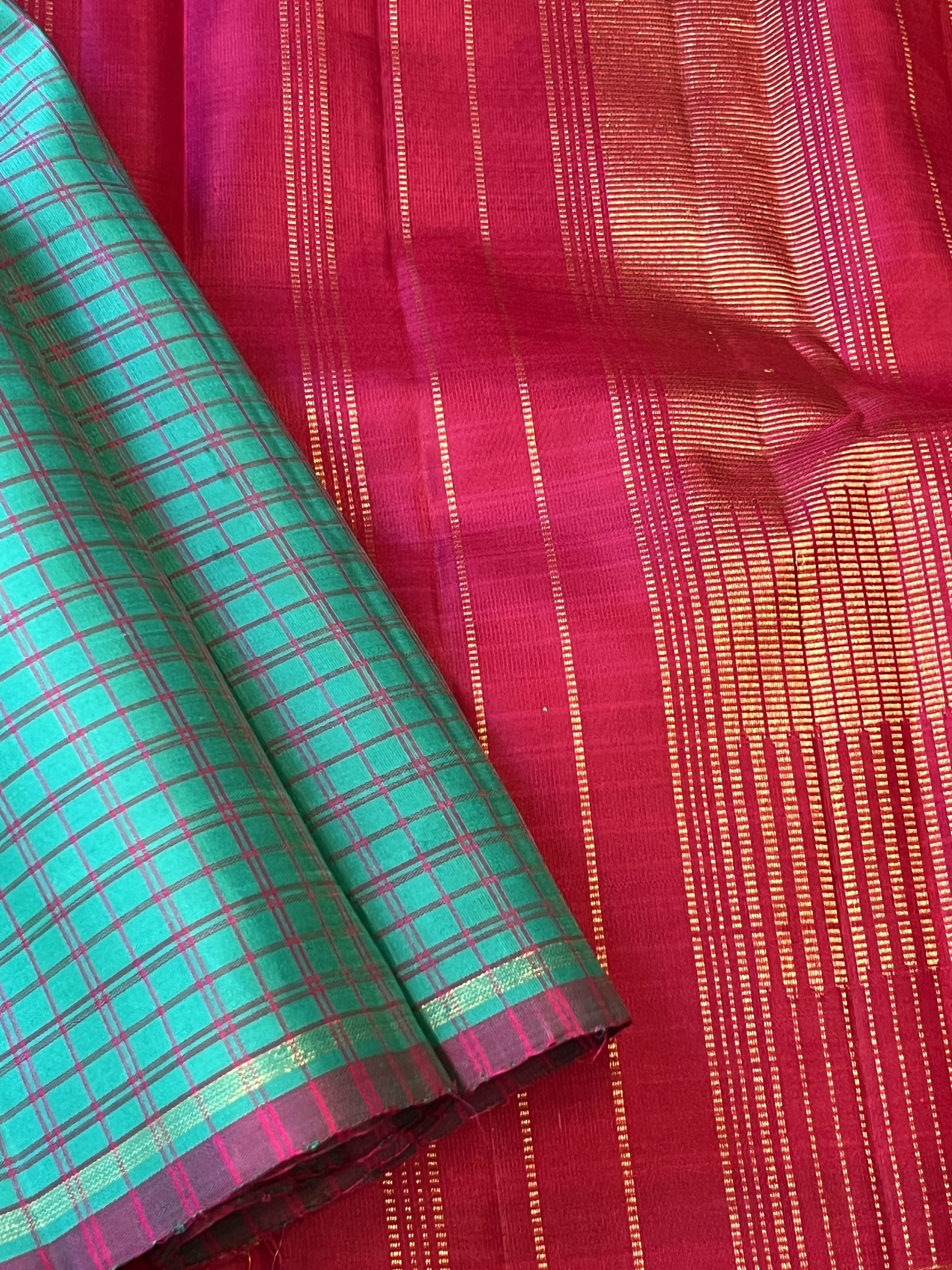 Charita chettinad checked Kanchipuram silk saree