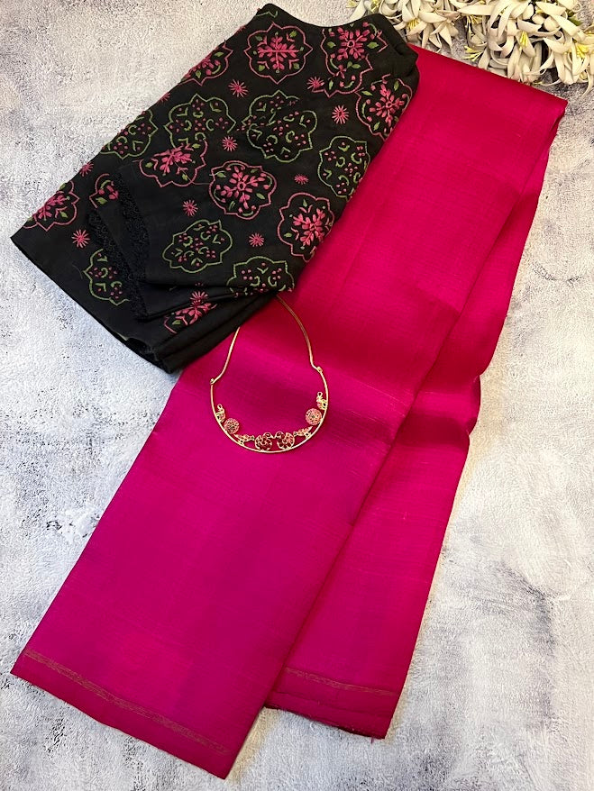 Lavanyam plain kanchipuram silk saree