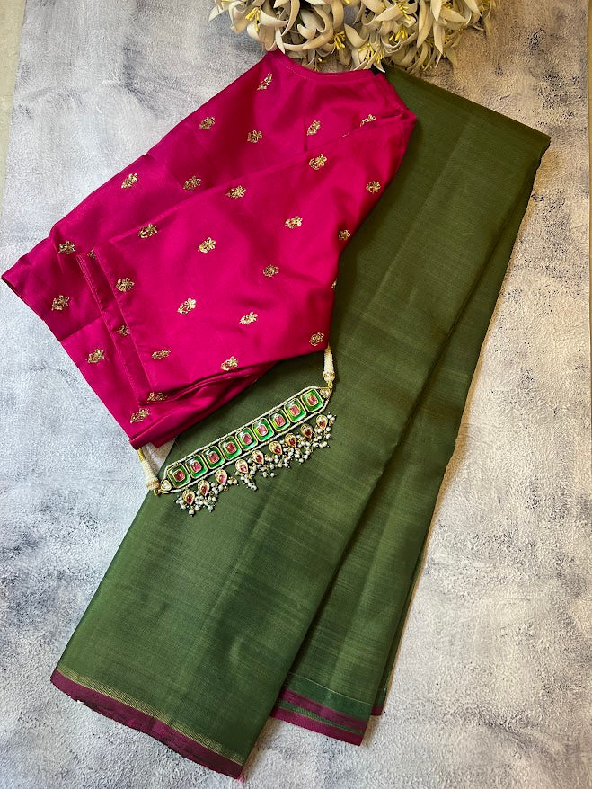 Lavanyam contrast kanchipuram silk saree