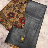 Solid coloured handloom tussar silk