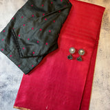 Solid coloured handloom tussar silk