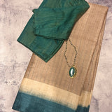 Striped border handloom tussar saree