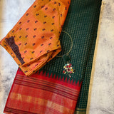 Zari woven handloom silk