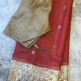 Tussar Parsi gara embroidered saree