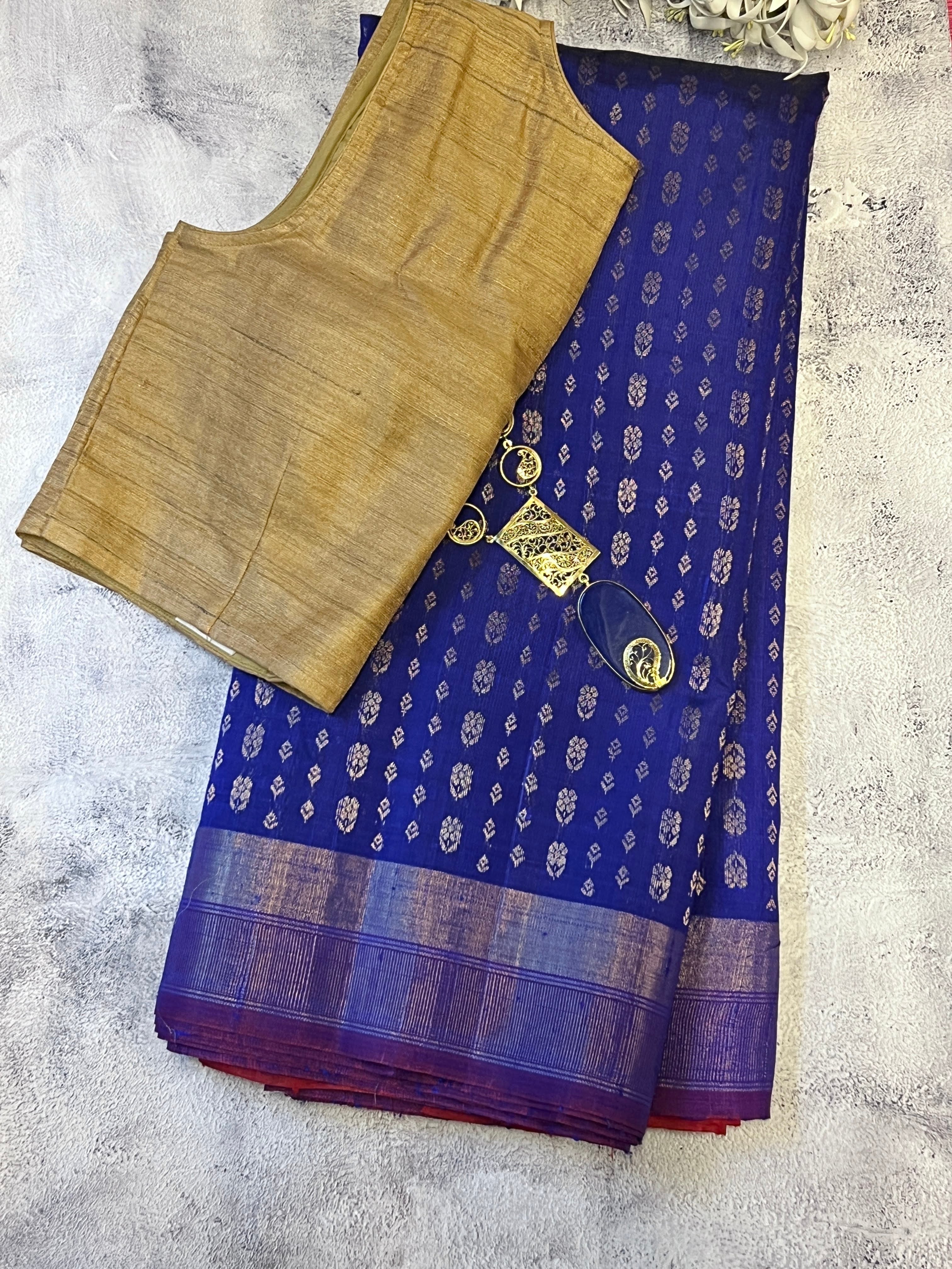 Tussar gold zari woven saree