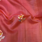 Red organza jamdani saree