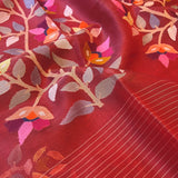 Red organza jamdani saree