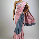 Veena rising border bell flower tussar saree