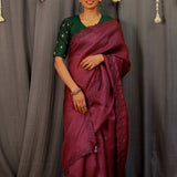 Embroidered organza saree