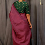 Embroidered organza saree