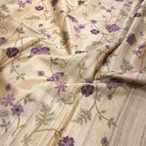 Cross stitch embroidered tussar saree