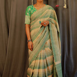 Striped handloom tussar saree