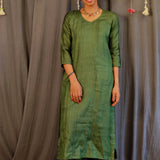 Emerald green pleated kurta