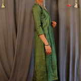 Emerald green pleated kurta