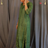 Emerald green pleated kurta