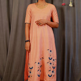 Coral tussar kurta set