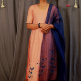 Coral tussar kurta set