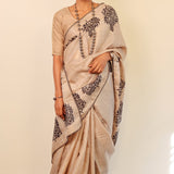 Crochet bordered tussar saree